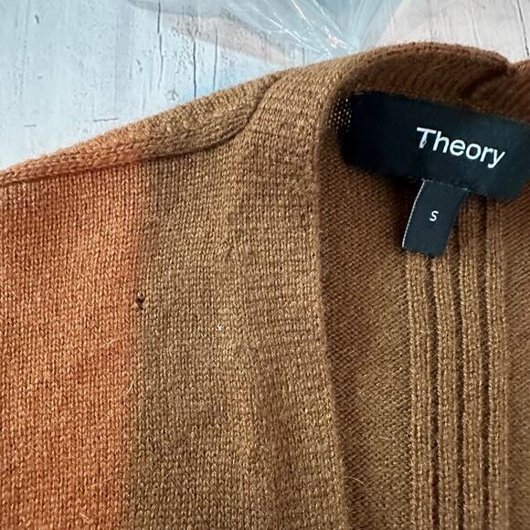 THEORY Torina Long Line 100% Cashmere Open Front Cardigan Syrup Small Neutral - Picture 11 of 11